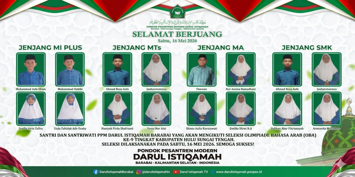 Komitmen Cetak Generasi Unggul, PPM Darul Istiqamah Delegasikan Santri Ikuti OBA Ke-9 Tingkat Kabupaten