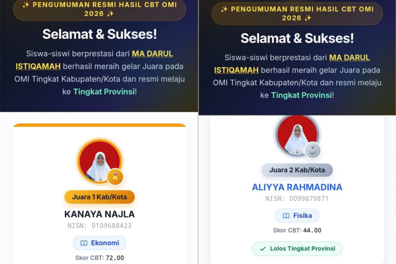 Dua Santriwati PPM Darul Istiqamah Raih Juara OMI 2026 Tingkat Kabupaten HST, Melaju ke Tingkat Provinsi